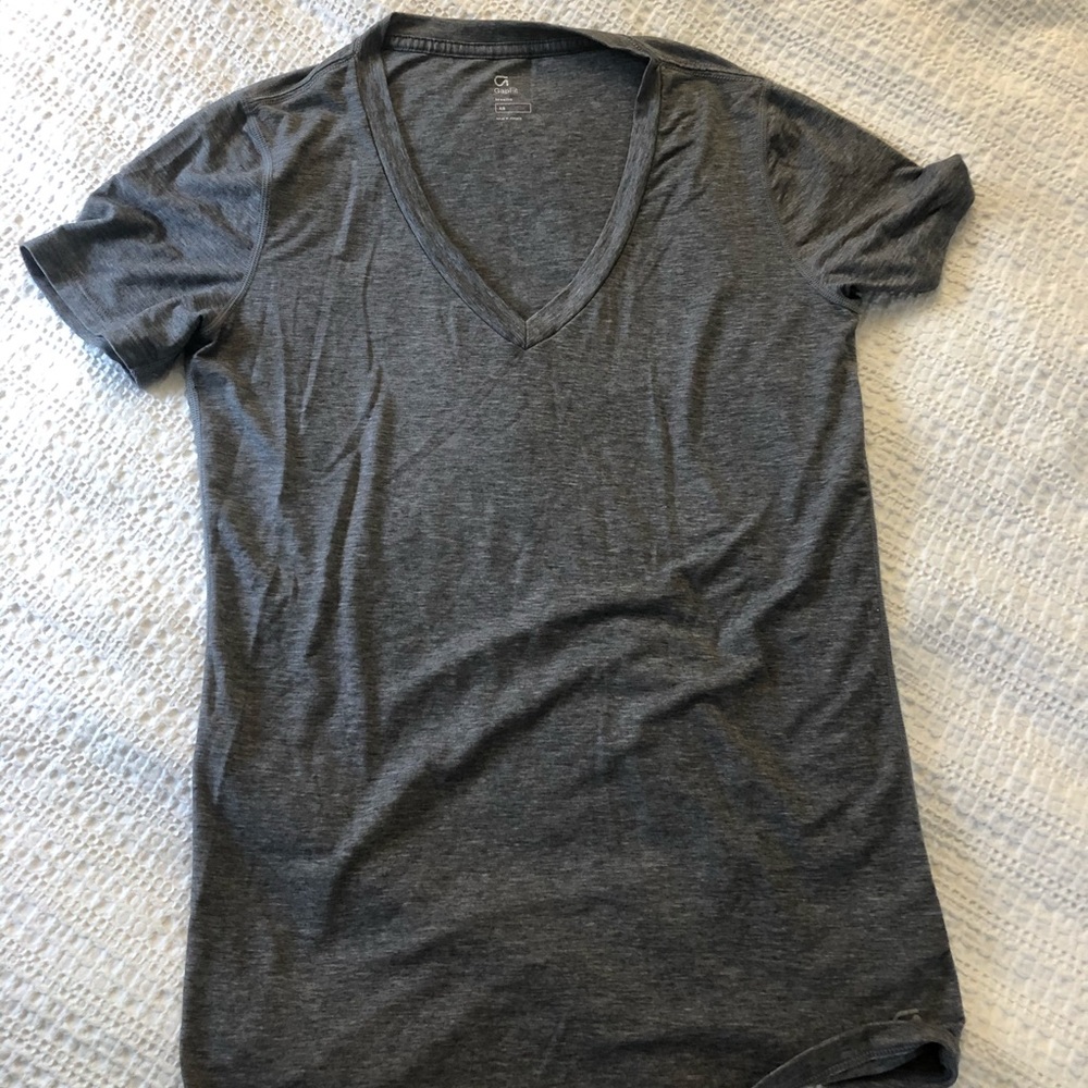 Three semi fitted grey short sleeve tops